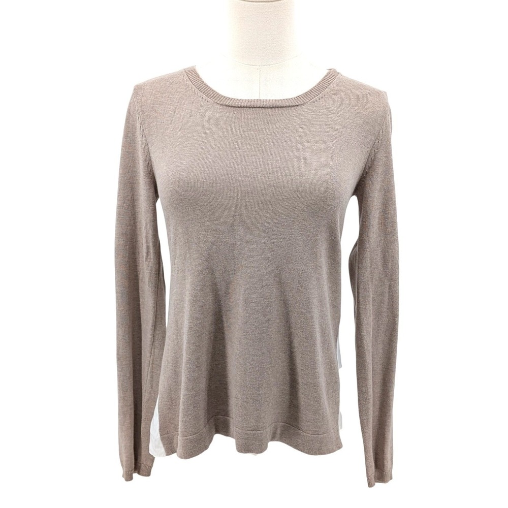 Peserico Knit Top Beige Cotton Stretch Quiet‎ Luxury Layered Back 38